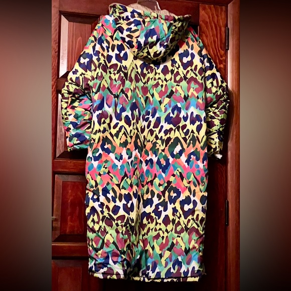 NEW double-sided OVERSIZED leopard print gold beige quilted hooded coat - Picture 13 of 15